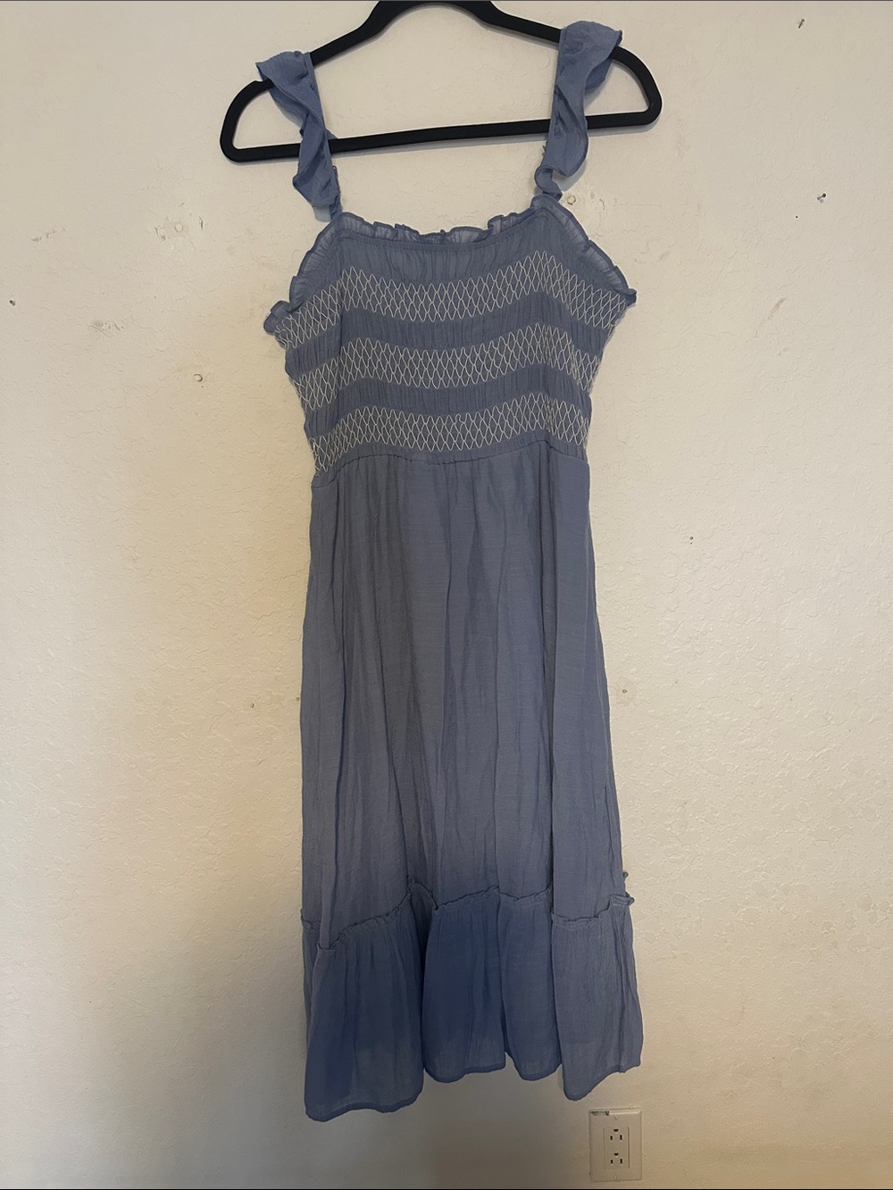 Girls Light Blue Smocked Sundress with Ruffle Straps
